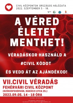 VII. Civil Véradás – Fejér megyében négy városban várják a véradókat